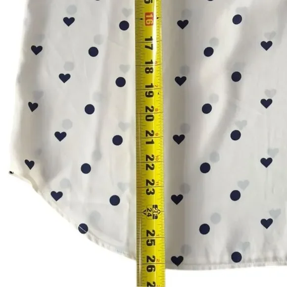 Talbots Long Sleeve Heart Pattern Polka Dot Flowy Blouse Top. Medium. - Picture 4 of 7